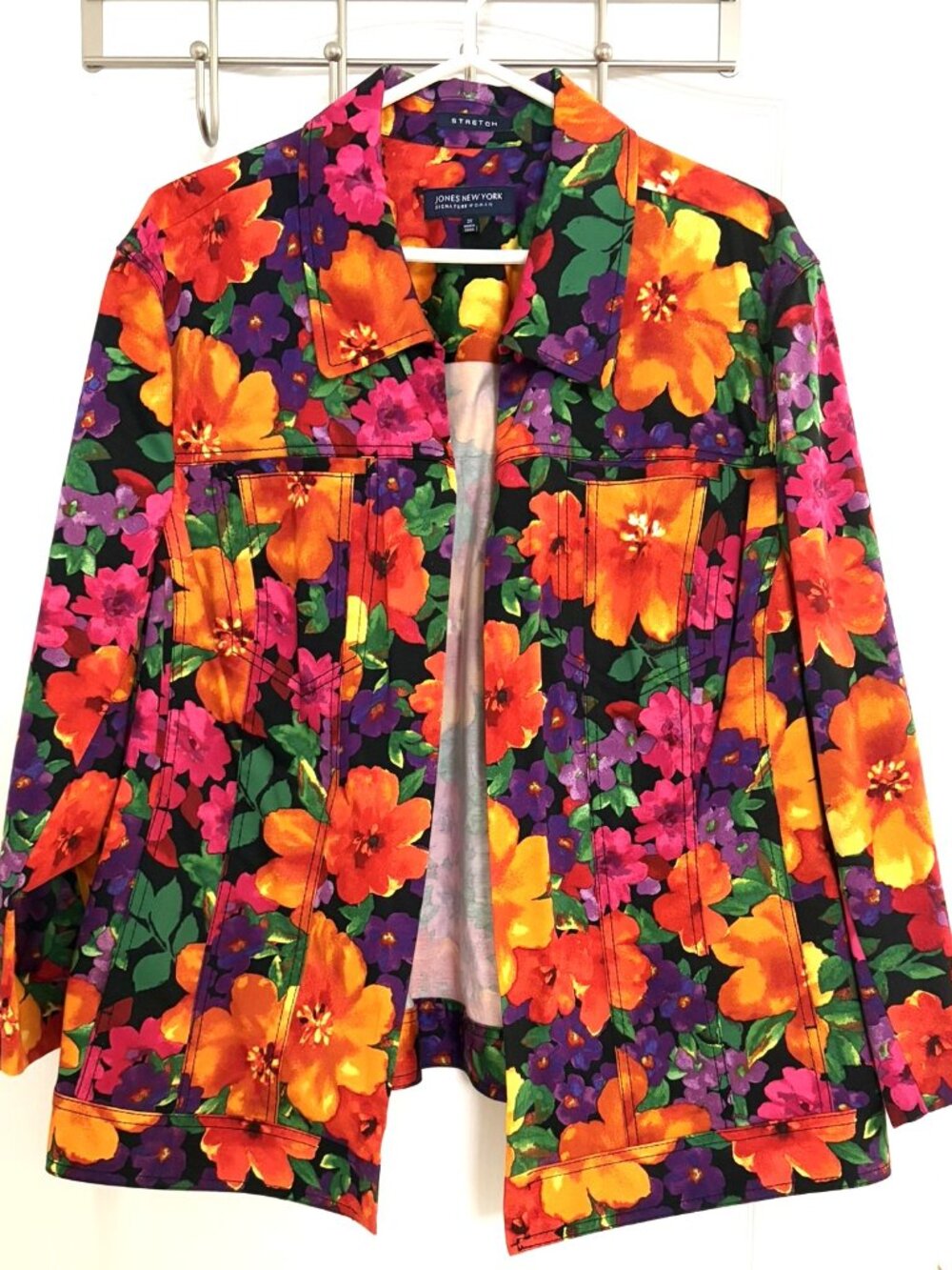 Jones New York Signature Floral Design Jacket Stretch Size 3X